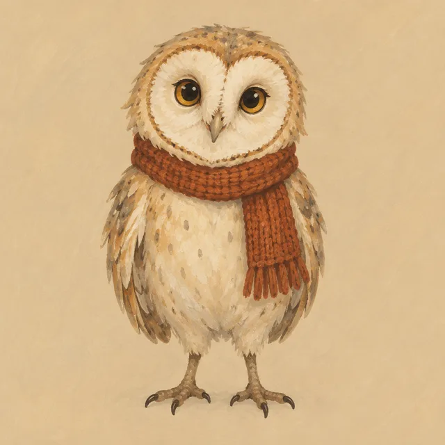 The official drawing drawing of the same owl, on a plain ground.